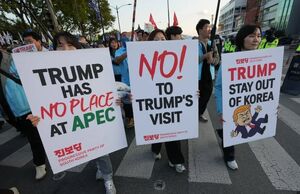 موج اعتراضات مردمی همزمان با حضور ترامپ در سئول