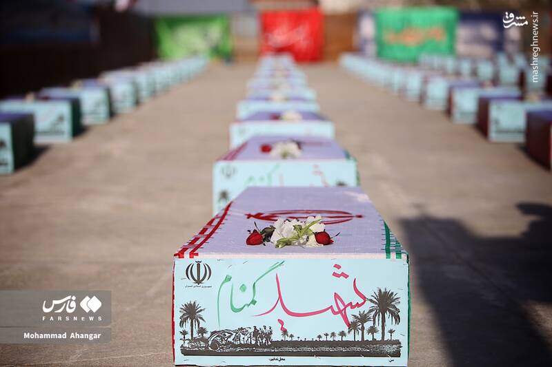 ورود پیکر ۸۵ شهید گمنام از مرز آبی اروند رود به کشور